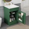 20" Bathroom Vanity With Sink, Freestanding Cabinet With Door Shelf And Adjustable Shelf, And Ceramic Construction - Green - Image 2