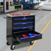 5 Drawer Multifunctional Tool Cart With Wheels - Black / Blue - Image 3