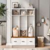 Modern Hall Tree With Entryway Bench, 3 Shelves And Drawers, Wide Hall Tree With Storage Bench For Hallway - White - Image 3