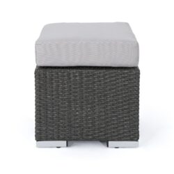 Santa Rosa - Outdoor Lounge Ottoman Rattan Waterproof Fabric - Gray / Silver