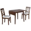 3 Piece Kitchen Dining Set With Drop Leaf Dining Table And 2 Dining Upholstered Chairs, Dining Room Set For Small Places - Brown - Image 12