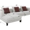 Mardi - Tweed Sectional Sofa With 3 Pillows - Maroon / Beige - Image 11