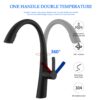 High Arc Stainless Steel Pull Out Kitchen Faucet With Dual Modes And 360 Degree Rotation - Matte Black - Image 4