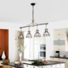 Dining Room Light Fixture / Chandelier Table, 40 -" Hanging For Farmhouse Linear Chandeliers, 5 Light Kitchen Island Lighting Ceiling Chandelier, With Metal Lampshade - Gold / Matte Black - Image 3
