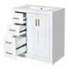 Bathroom Vanity With Ceramic Sink Combo, Frame Bathroom Storage Cabinet, Freestanding Vanity Set With 3 Drawers & Soft Closing Doors - White - Image 15