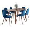 Folia Pebble - 7 Piece Mid-Century Modern Dining Set - Blue / Walnut - Image 2