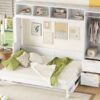 Queen Size Murphy Wall Bed With Closet And Drawers - White - Image 21