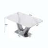63" Modern Artificial Stone Panel V-Shaped Metal Legs, Can Accommodate 6-8 People - White / Gray - Image 5