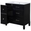 Bathroom Vanity With Ceramic Sink, Flip Out Drawer Design For Plumbing, Soft Close Drawers - Black - Image 17