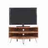 Fan Shape Reclaimed Wood Corner Media Table For Living Room Wise Use Your Space - Natural - Image 2