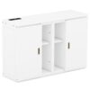 Full Size Murphy Bed With Shelves, Cabinets And USB Ports - White - Image 4