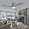 Wooden Ceiling Fan With 18W Led Light 3 Solid Wood Blades Remote Control Reversible Dc Motor For Home - Silver - Image 3