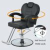 Classic Reclining Barber Chair Salon Chair For Hair Stylist With Heavy Duty Hydraulic Pump, 360° Rotation, Tattoo Chair Shampoo Beauty Salon Equipment, Max Load Weight 330 Lbs - Black - Image 5
