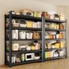 Wide Metal Shelves, With 5 Removable Dividers, Large Capacity, Strong Load Bearing, Suitable For Garage, Kitchen And Office - Black - Image 10