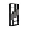 Bookcase Display Storage Cabinet, Multi Shelves - Black / Distressed Gray - Image 3