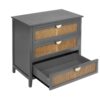 3 Drawer Cabinet Natural Rattan Suitable For Bedroom - Gray - Image 11