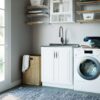 Darwin - Deluxe Laundry Cabinet With Pull-Out Faucet And Stainless Steel Sink - Pure White - Image 6