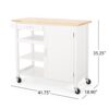 Contemporary Kitchen Cart With Wheels - White - Image 5