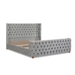 Brooklyn - King Tufted Panel Bed Headboard And Footboard Set - Opal Gray