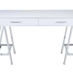 Coleen - High Gloss Writing Desk With USB - Chrome / White