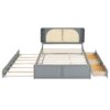 Queen Size Headboard Bed With 2 Drawers And Trundle - Gray - Image 2