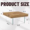 Style Square Coffee Table With Tempered Glass Legs Density Board Sticker - Natural Wood / Transparent - Image 3