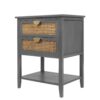 2 Drawer Side Table - Natural Rattan - End Table - Suitable For Bedroom, Living Room, Or Study - Gray - Image 9