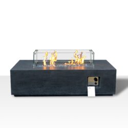 52 " Outdoor Concrete Propane Gas Rectangle Fire Pit Table - Dark Gray Color