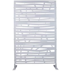 Outdoor & Indoor Privacy Screen Metal Privacy Screen, Freestanding Decorative Screen For Deck Balcony Patio - White