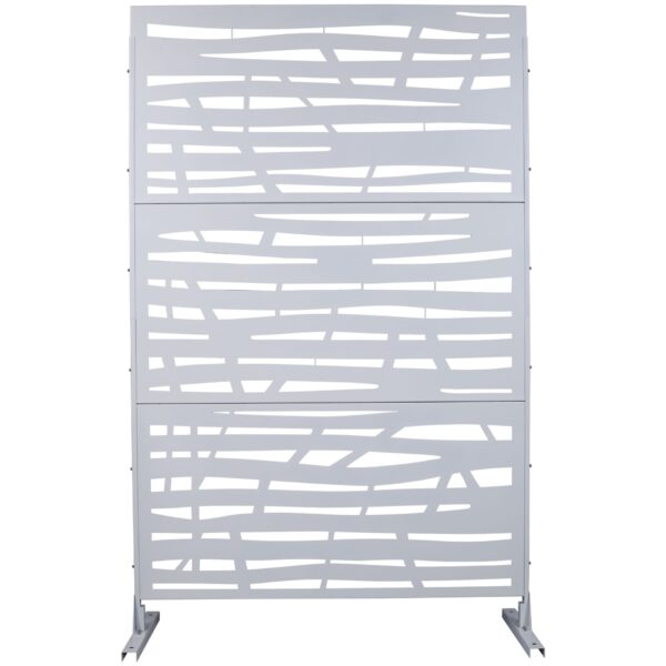 Outdoor & Indoor Privacy Screen Metal Privacy Screen, Freestanding Decorative Screen For Deck Balcony Patio - White