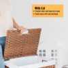 Laundry Hamper With Lid PE Rattan Powder Coating Frame Clothes Hampers With 2 Removable Bags, 100L - Brown - Image 28