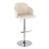 Dahlia - Contemporary Adjustable Barstool With Swivel With Rounded T Footrest (Set of 2) - Chrome / Cream - Image 2