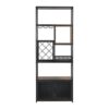 Industrial Tall Black Bar Wine Rack Cabinet With Glass Holder Wood Home Bar Cabinet - Walnut / Black - Image 15