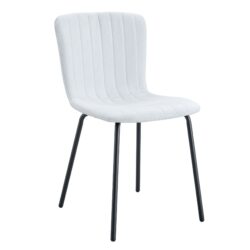 Luxury Minimalist Dining Chairs (Set of 4) With Black Metal Legs - White