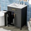 Bathroom Vanity Combo With Ceramic Sink, Luxurious Space-Saving Vanity, 2 Soft Close Doors - Black - Image 24