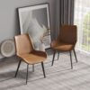 Modern Dining Chair Living Room Metal Leg Dining Chair (Set of 2) - Brown - Image 3