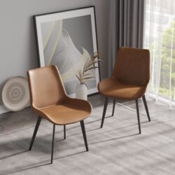 Modern Dining Chair Living Room Metal Leg Dining Chair (Set of 4) - Brown