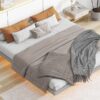 King Size Floating Bed With LED Lights Underneath, Modern King Size Low Profile Platform Bed With LED Lights - Gray - Image 7