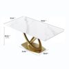 70.84" Modern Artificial Stone Panel Double-Ring Stainless Steel Metal Legs, Can Accommodate 6-8 People - White / Gold - Image 8