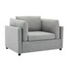 Wide Modern Oversized Armchair With Ottoman Stool, Single Sofa With Lumbar Support, Accent Chair, Reading Chair For Bedroom, Living Room - Light Gray - Image 13