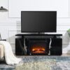 Drisana - Mirrored TV Stand With Fireplace - Black - Image 5