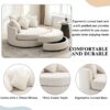 360° Swivel Accent Barrel Chair With Storage Ottoman & 4 Pillows, Modern Chenille Leisure Chair Round Accent For Living Room - Cream - Image 2