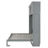 Queen Size Murphy Wall Bed With Top Cabinets & Wine Rack - Gray - Image 9