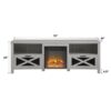 Industrial Farmhouse Metal Mesh Drop Down X Door 70" Fireplace TV Stand For 80" TVs - Stone Gray - Image 5