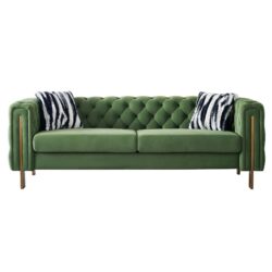 Chesterfield - Modern Tufted Velvet Living Room Sofa, 84.25''W Couch - Mint Green