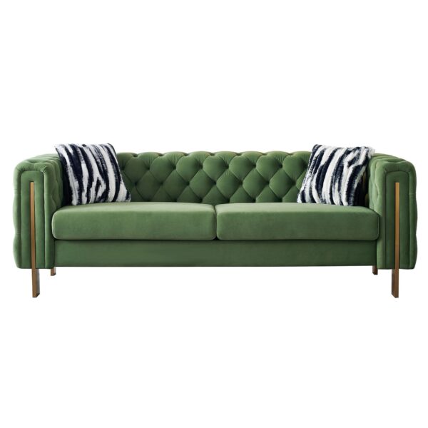 Chesterfield - Modern Tufted Velvet Living Room Sofa, 84.25''W Couch - Mint Green