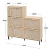 Modern Rattan 5 Door Shoe Storage Cabinet For Entryway Freestanding Design - Natural - Image 3