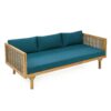 Claremont - 3 Seater Daybed With Rattan Arms And Cushions, Acacia Wood Frame - Teak / Teal - Image 5