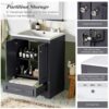 Bathroom Vanity With Ceramic Sink Combo, Modern Freestanding Storage Cabinet With Silver Handles, Soft Closing Doors - Blue Gray - Image 5