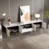Modern TV Stand & 2 Cabinets & Open Compartments, Entertainment Center For Tvs Up To 80'', Television Console For Living Room - White / Black - Image 4
